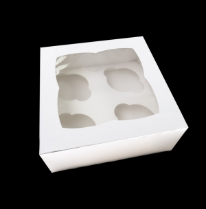 Cup Cake Box With PVC Window (holds 4 cupcakes)